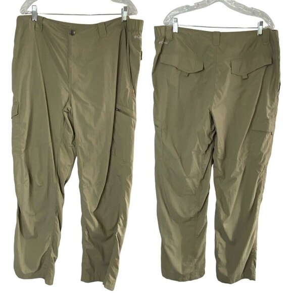 COLUMBIA Men Omni Shade Pants Size 40/32 Khaki High Rise Hiking Camping 94-11 - Picture 1 of 11